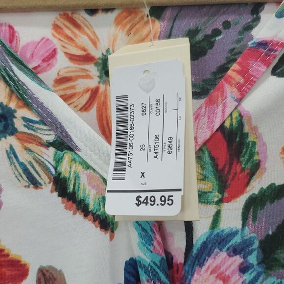 NWT Christopher & Banks XL Side Tie  Tropical Floral Tee - Picture 2 of 6
